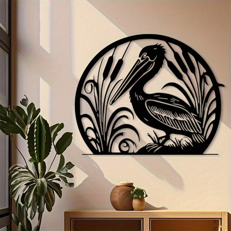 1pc Vintage Pelican Metal Wall Decor, Rust-Resistant Iron Seaside Art for Beach Villa, Gift for Bird Lovers Christmas Home Decor
