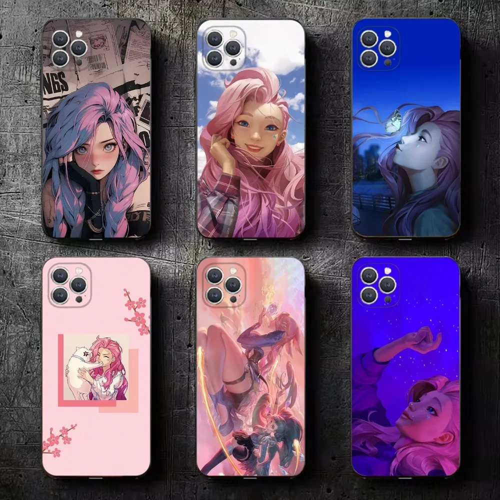 

LOL Seraphine Phone Case For iPhone 16,15,14,13,12,11,Plus,Pro Max,XS,X,XR,SE,Mini,8,7 Soft Silicone Black Cover