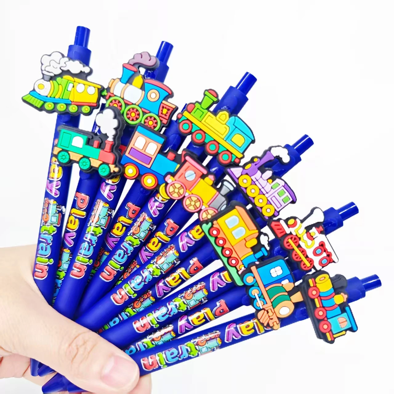 

13pcs/24pcs small train themed ballpoint pen creative "Play train" printing daily office, student learning stationery, gift pens