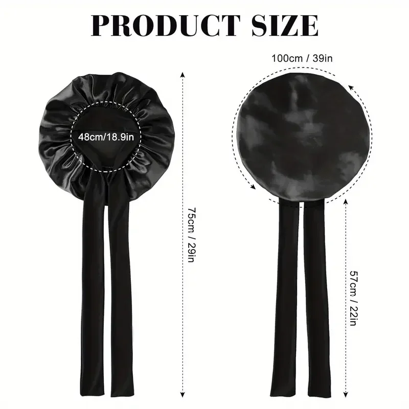 High Quality Double Silk Bonnet for Sleeping Women, Ajustable Hair Bonnet for Curly Hair with Tie Band Shower Caps