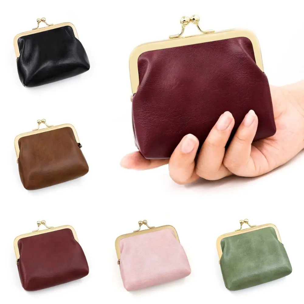 New Candy Colored Ladies Coin Purse PU Leather Buckle Design Short Coin Bag Waterproof Cash Pocket for Women Girls