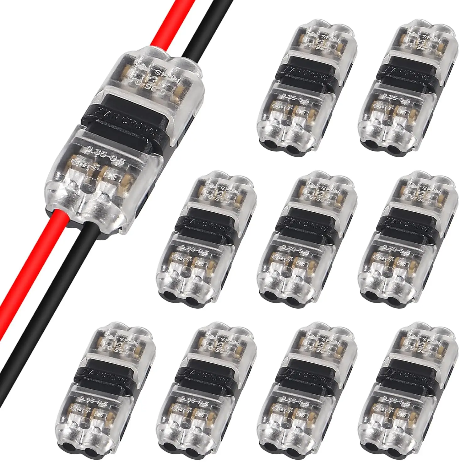 10pcs Low Voltage Wire Connector, H Type Wire Connectors 2 Pin 2 Way Quick Splice Wire Connectors Solderless LED Wire Connector