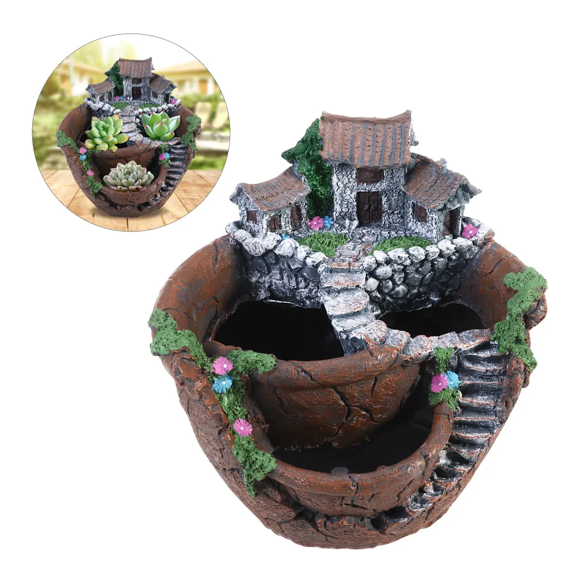 

Creative Flower Pot Set of 3 Pots for Succulents Small Plants Decor Hanging Garden Planter Desk Balcony