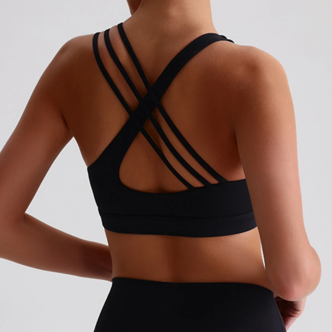 Solid Color Soft Women Gym Yoga Set Shoulder Strap Cross Back Sport Bra+High Waist Yoga Short Legging 2pc Sportwear Workout Wear image 6