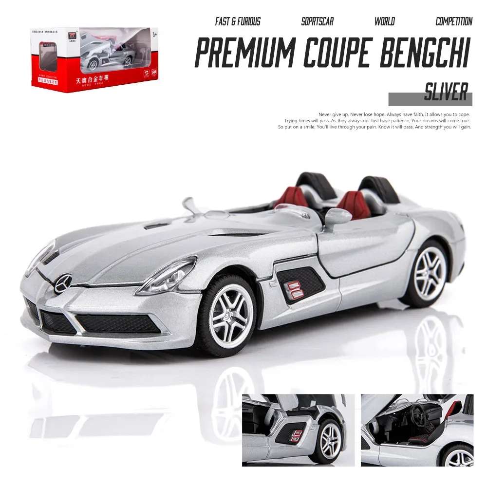 1: 32 Mercedes Benz SLR alloy car model with sound, light, and feedback, children\'s toy birthday gift