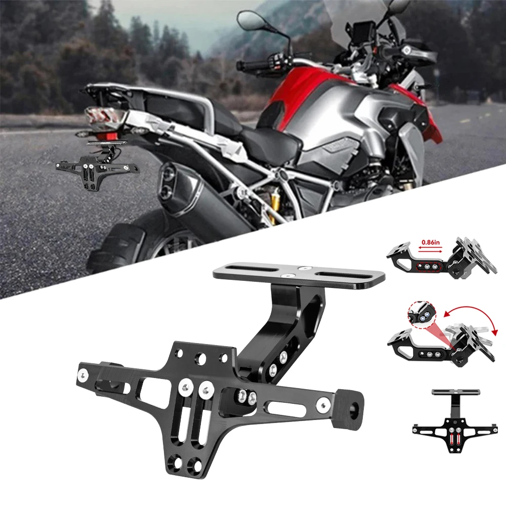

Universal Motorbike Adjustable Motorcycle License Number Plate Bracket Rear Turn Signal Lamp Holder CNC Aluminum Fender Elimina