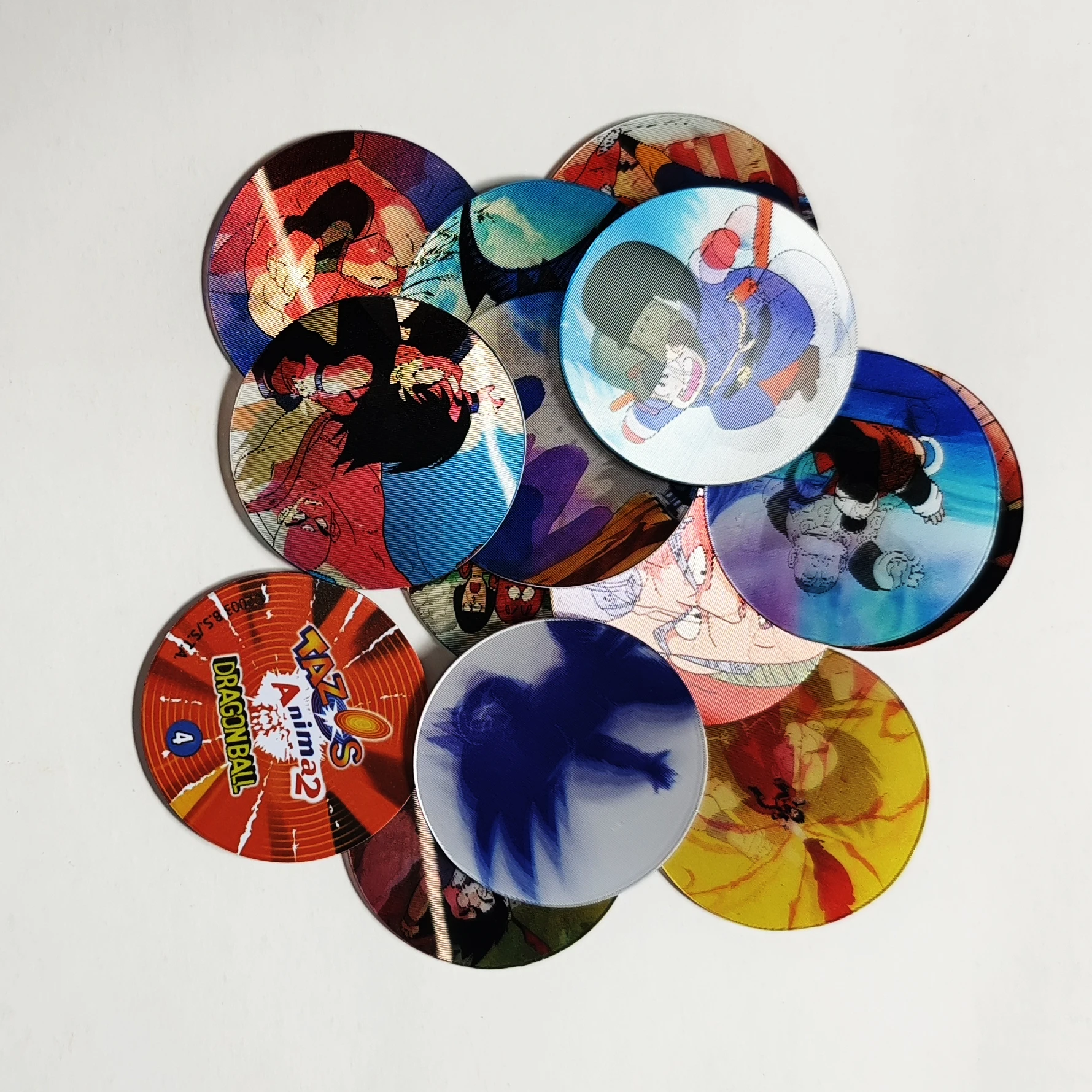 Lote de Tazos Coleção Dragon Ball Sombra de Goku Anima2 14 peças Sabritas Holograma 3D Pogs Colecionáveis Memória da Infância Cartão Raro