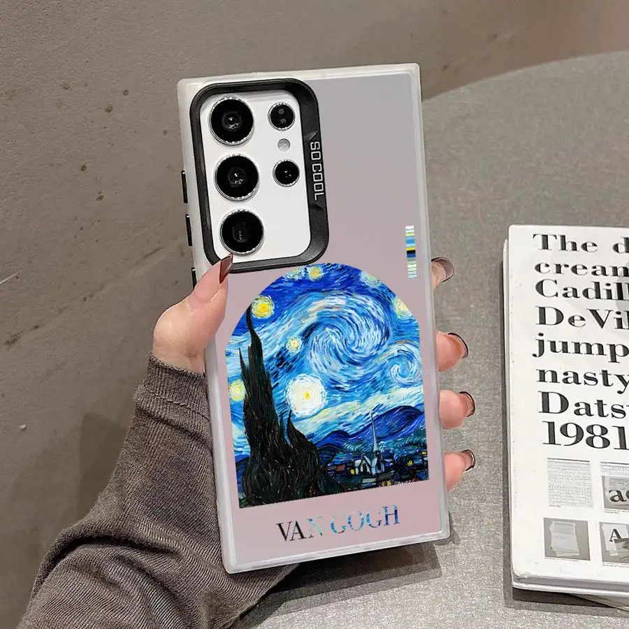 ゴッホ油絵電話ケース三星銀河 S23 S24 S25 ウルトラ S20 S22 S23 FE 注 20 ウルトラ S21 プラス S20 S24FE ソフト