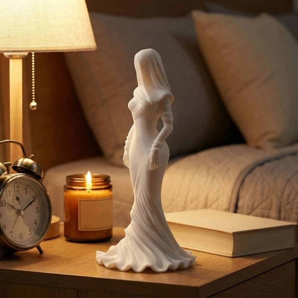 Art Decor 3D Printed Dancing Lady Statue Flowing Skirt Elegant Women Character Statue Home Decor Girl Sculpture Art Decor