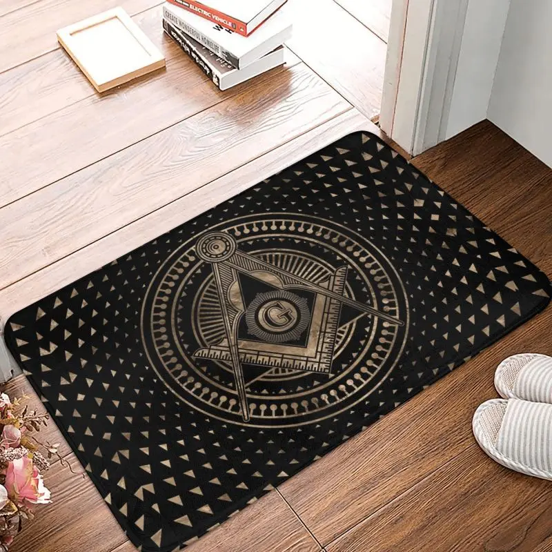 

Custom Freemasonry Masonic Mason Symbol Doormat Anti-Slip Entrance Kitchen Bath Mats Freemason Living Room Rug Carpet Footpad