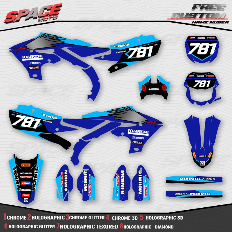 SPACE MOTO Custom Motorcycle Graphics Background Decals Stickers For YAMAHA 19-23 YZF250 18-22YZF450 19-22 WRF450 20-23 WRF250