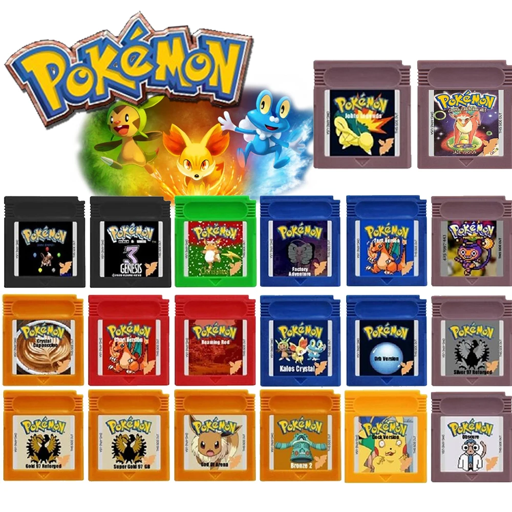 

Игровая карта GBC Pokemon Series, 16-битная игровая консольная карта, Black White Genesis Gold Silver 97 Team Rocket Edition для GBC