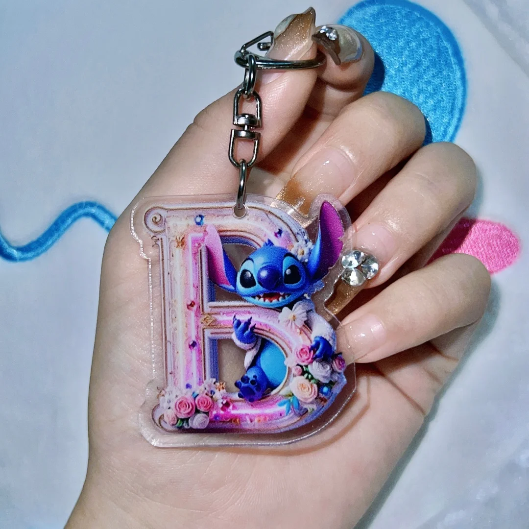 ديزني الاكريليك ليلو وستيتش 26 حرف المفاتيح الكرتون نمط غرزة قلادة العنصر الزخرفية بنين بنات لعبة جائزة هدية #6