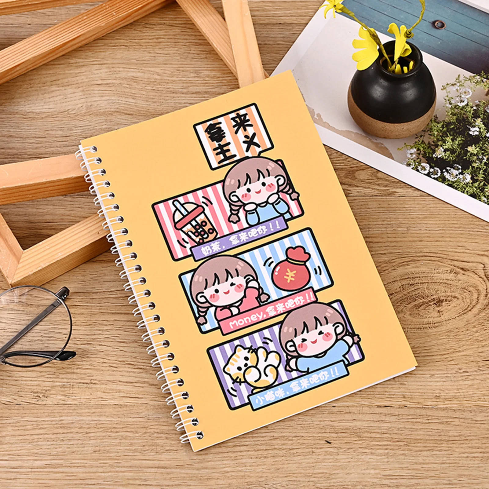 Cartoon A5 Ring Notebooks Thickened Portable Summary Collection Notebook Suitable for Record Holiday Life