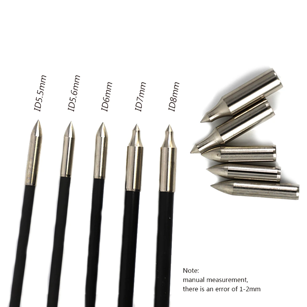 

50pcs ID5.5/5.6/6/7/8mm Arrowhead Archery Tips Hunting Points Shooting Target Accessories
