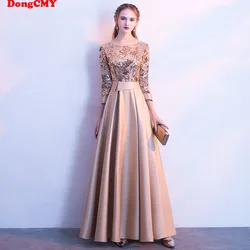 DongCMY Long Formal Sequined Women Prom Dresses Maxi Evening Party New Plus Size Robe De Soiree Embroidered Gowns Customized