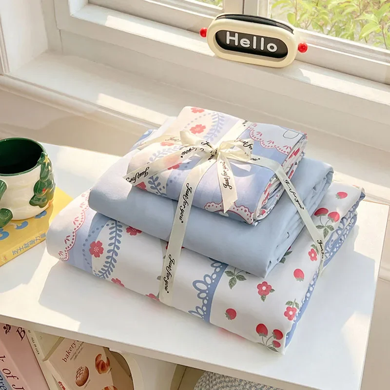 

Girl Style Floral Printed Cotton Quilt Cover Sets Washed Breathable and Soft Bedsheet Queen/king Double Single Bed Bedclothes