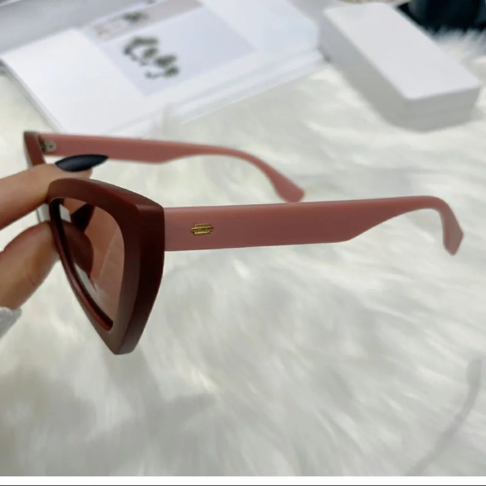 Vintage Luxus Cat Eye Sonnenbrille Beliebtes Design Dreieck Damenbrille UV-beständig Großer Rahmen Sonnenschutzbrille – Detail 8