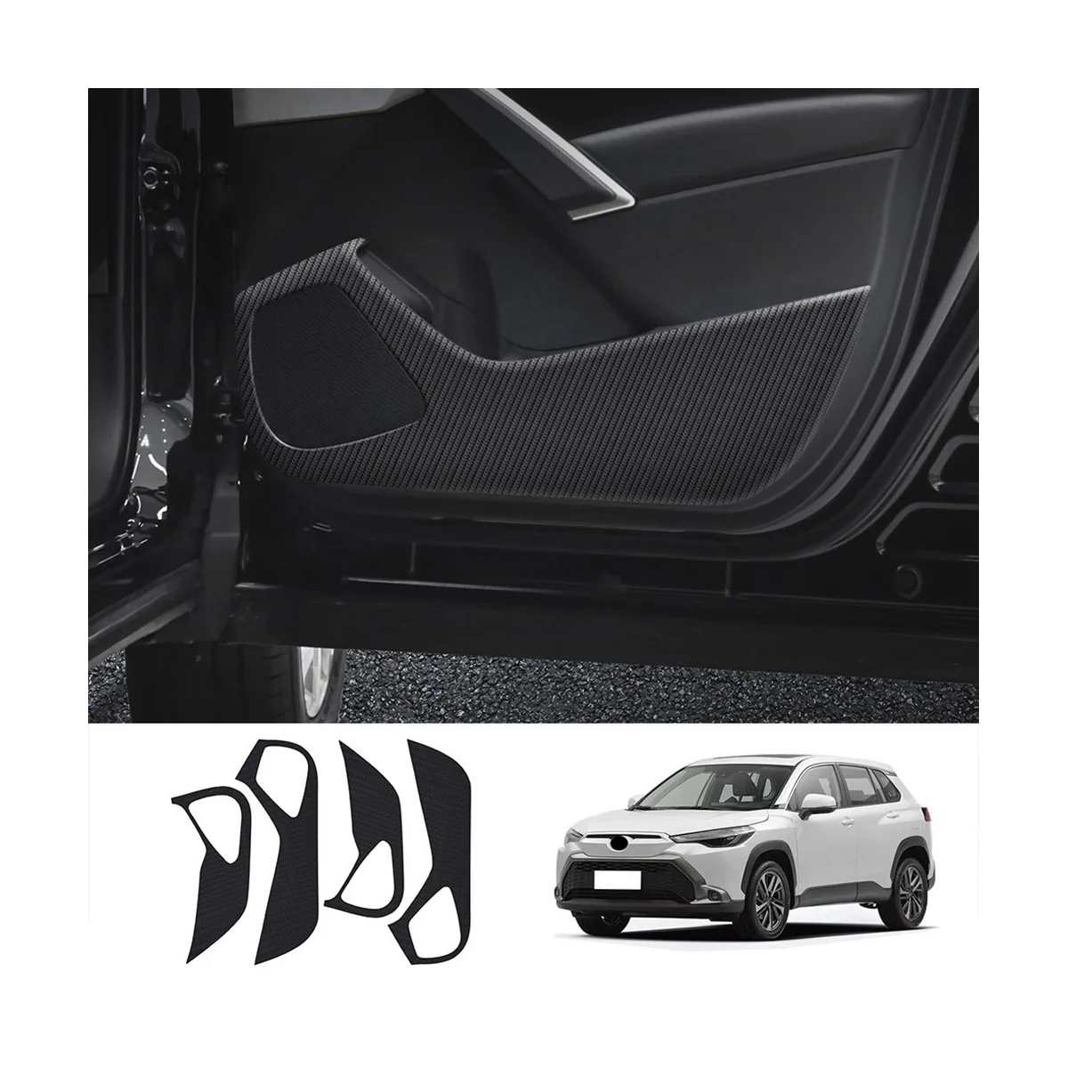 Car Carbon Leather Door Protector Pad Door Plank Anti-Kick Pad Anti-Dirty Mat Cover for 2022+ RHD