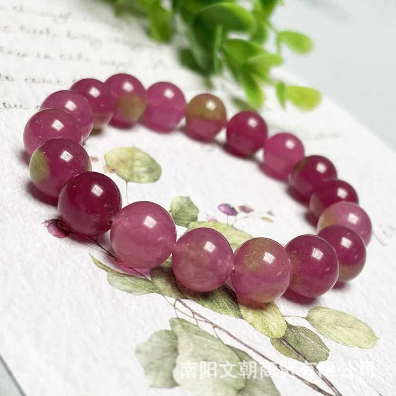 

Quartz Rock Jade Bracelet Watermelon Green Bead Ethnic Style Fashion Women