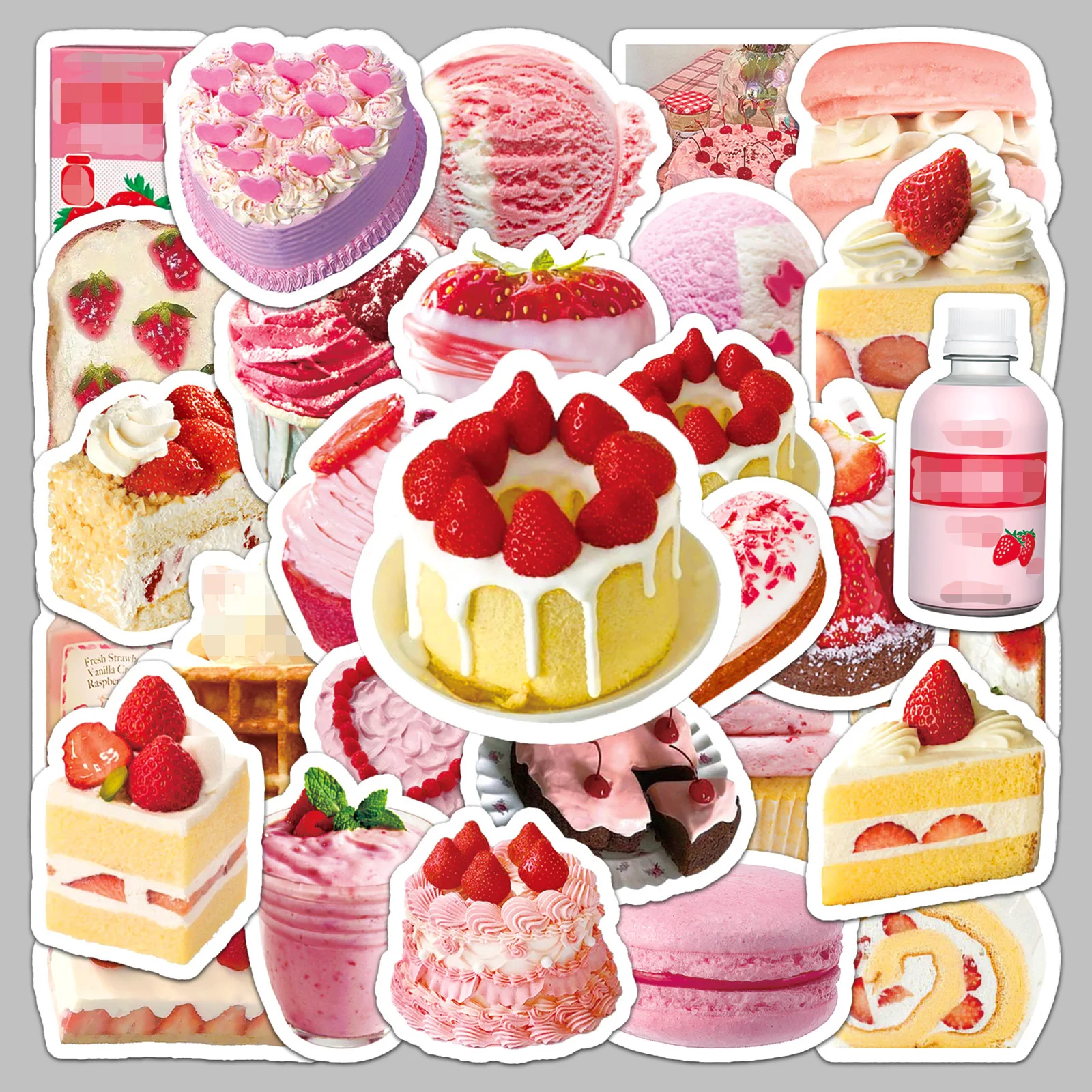 50pcs Ins Style Cake Dessert Series Graffiti Stickers Suitable for Helmet Desktop Wall Decoration DIY Sticker Pack Wholesale