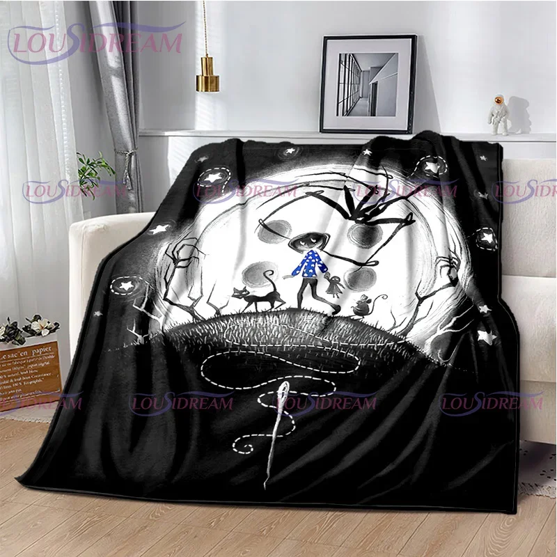 Gothic Style Animation Coraline Print Blanket Children's Blanket Family Napping Sofa Blanket Bed Warm Blanket Soft Bedspread