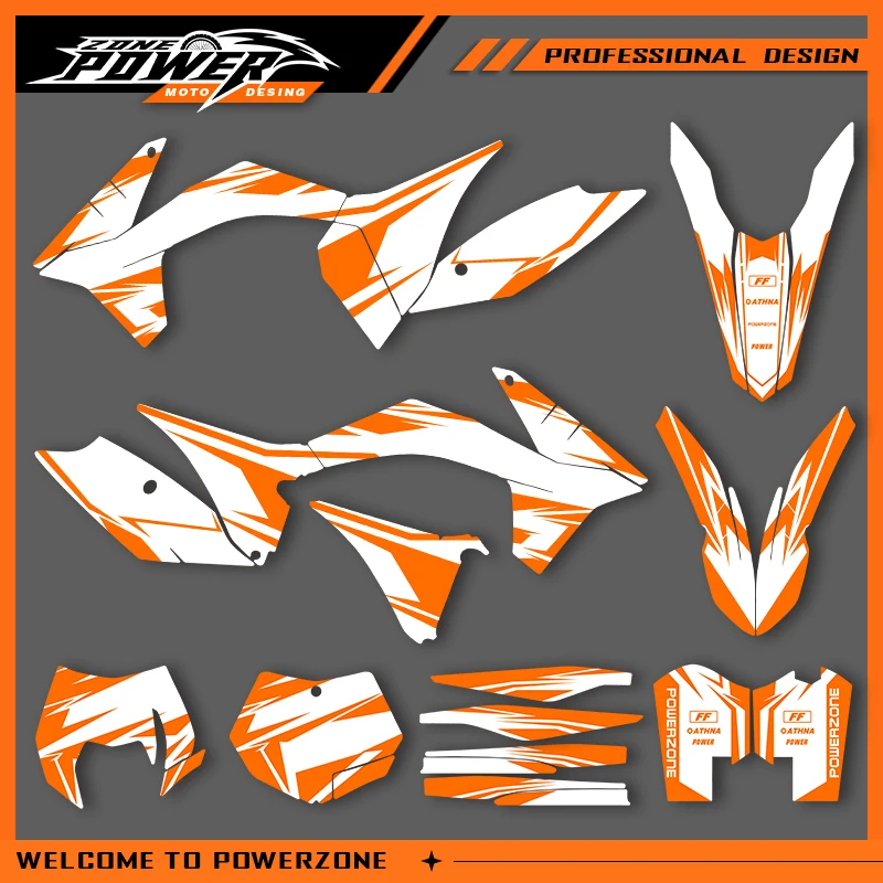 

POWERZONE Мотокросс Team Графический фон Наклейки Наборы наклеек для KTM 2012 2013 EXC EXC-F 2011 2012 SXF SX Индивидуальный номер 06