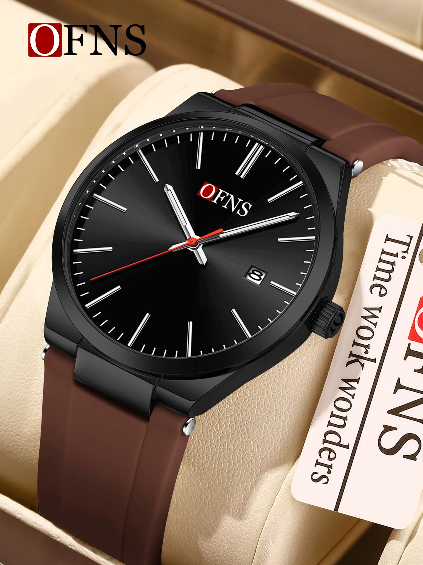 OFNS1631 ساعة كوارتز للرجال والنساء 3ATM مقاومة للماء بتقويم مضيء خفيفة الوزن 10 ملم هيكل من سبائك الزنك للجنسين #5