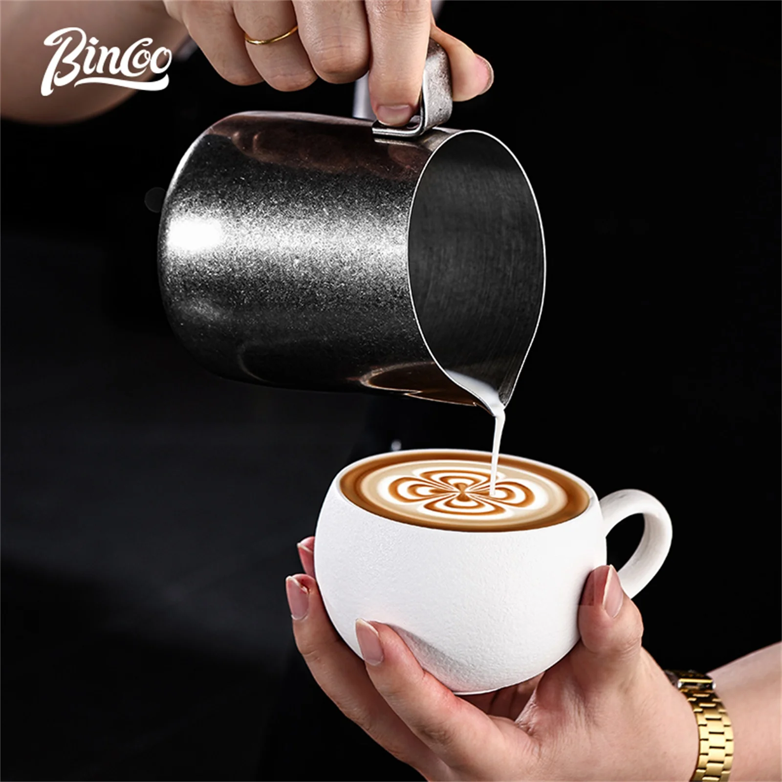 

Bincoo 500/750ml Stainless Steel Coffee Milk Jug - Latte Art Frothing Pitcher with Measurement Lines for Home & Cafe Barista Use