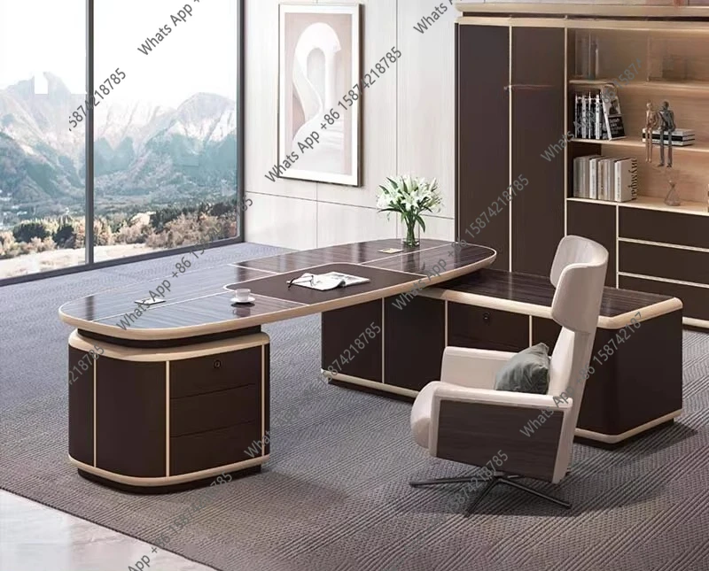 Light luxury, high-end atmosphere, boss table, simple and modern president table, office, large desk, leadership desk