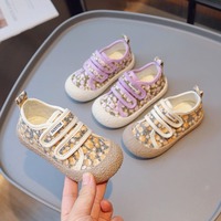 2025 Cute Children's Floral Canvas Shoes for School Children's Velcro Baby Shoes, Boys and Girls Shoes