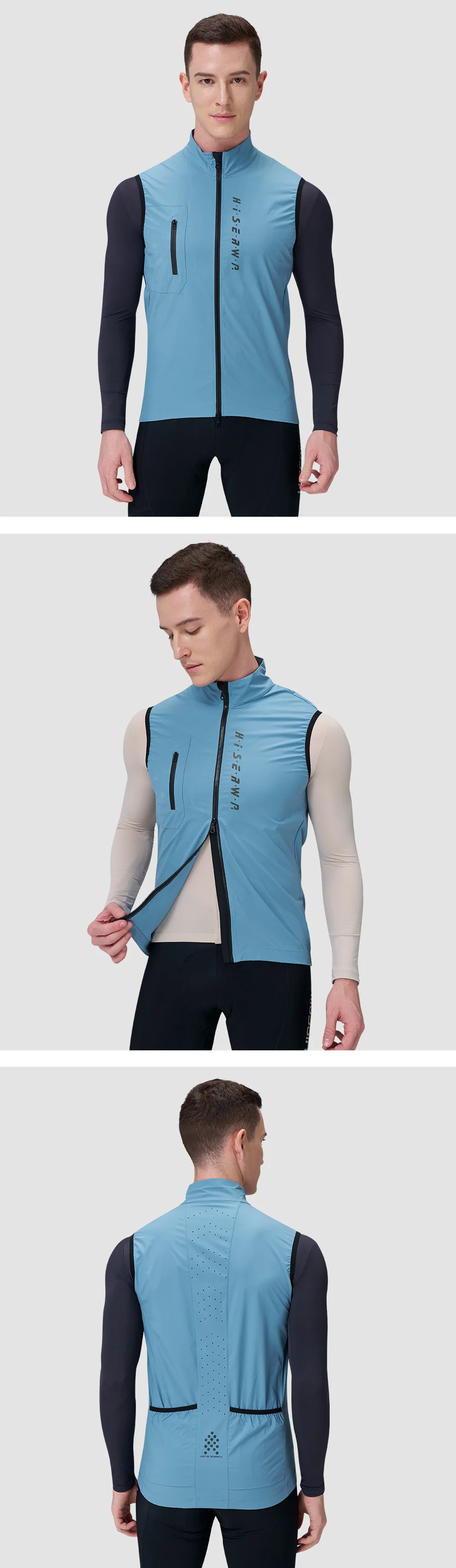 HISERWA Männer Radfahren Weste Ärmelloses Pro MTB Rennrad Jersey Leichte Winddicht Wasserdichte Fahrrad Weste Chaleco Ciclismo – Detail 9