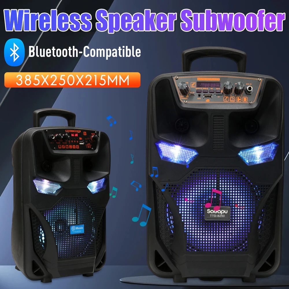 

Мощная Bluetooth-совместимая колонка-сабвуфер, стерео, громкий звук, портативная, с FM-радио, для путешествий, использования в помещении и на улице ﻿
