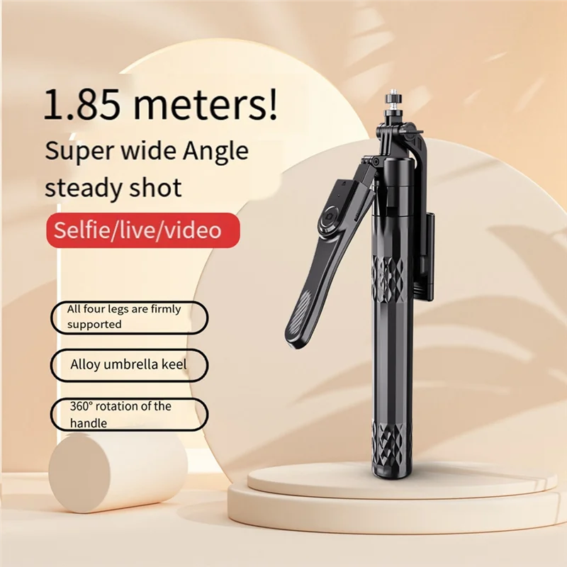 FULL-185Cm Bluetooth Selfie Stick Handheld Stabilizer Foldable Monopod,For Mobile Phone Live