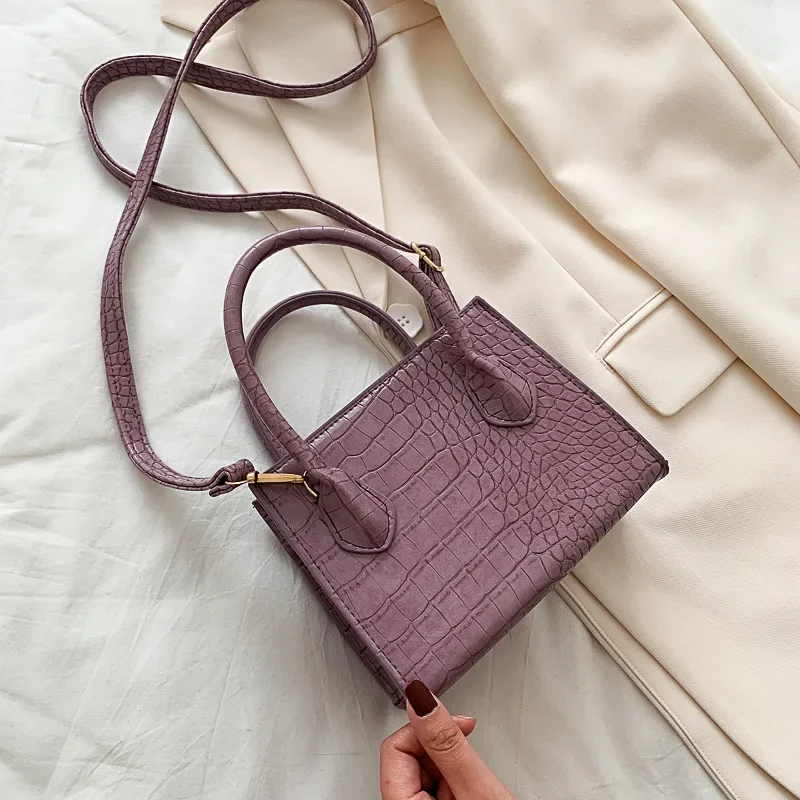 Women Summer Crocodile Pattern Solid Color Lady Shoulder Handbags New Small PU Leather Crossbody Bags Simple Female Totes