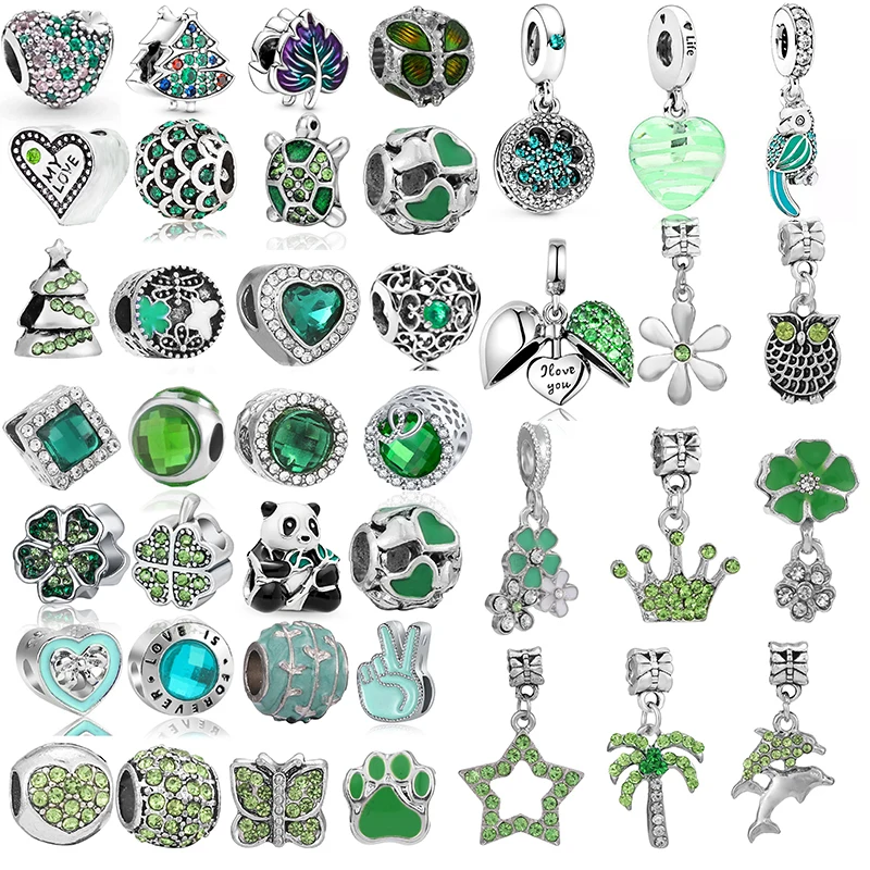 2Pcs/lot 45 Styles Green Crystal Charm Beads Pendant Bracelets Necklaces For Women Men Girlfriend DIY Jewelry Gift Special Offer