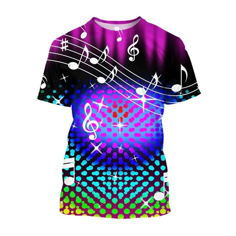 

Men Women 3D Printing Music Note GraphicT Shirt Personalirty Trendy Short-sleeved T-shirt Unisex Round Neck Kids Pullover Tee