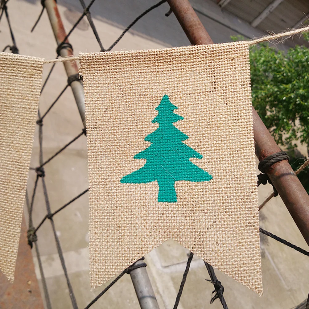 

2.8m Christmas Tree Burlap Banner 7 Flags Sturdy Garland Lightweight Long String for Holiday Decoration Merry Christmas Banner