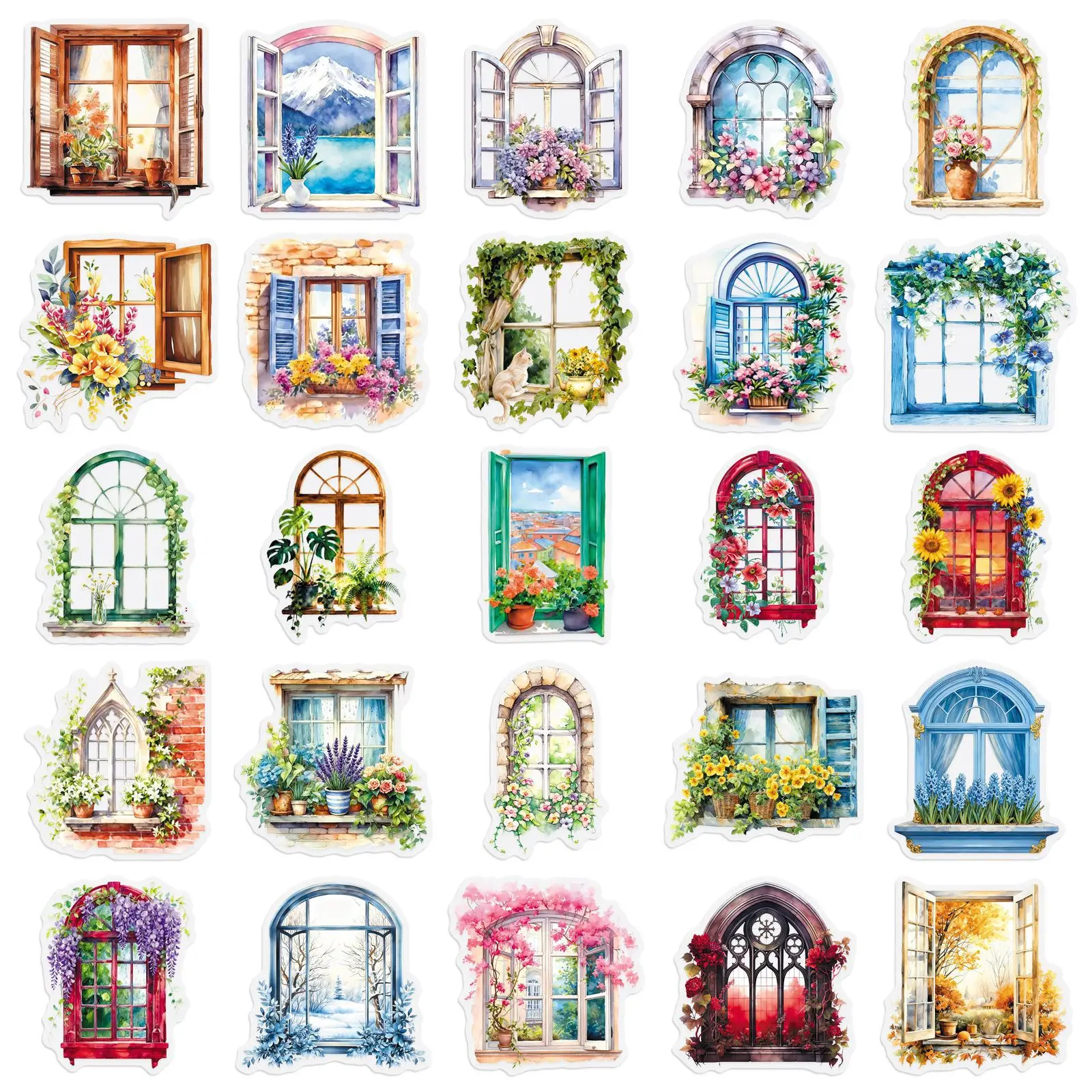 10/50PCS Transparente Fenster Blume Aufkleber PET Graffiti DIY Dekoration Handy Fall Notebook Wasser Tasse Spielzeug Geschenk Aufkleber