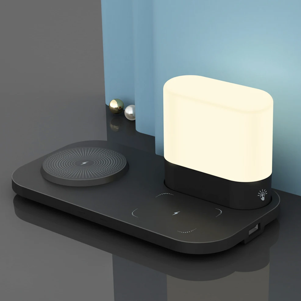 

Popular Night Light Qi Wireless Charger Pad For iPhone13 12 Pro Max XS 11 XR AirPods Pro Samsung 15W Fast Wireless Charging Dock