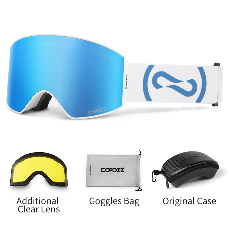 COPOZZ Magnetic Ski Goggles UV400 Protection Anti-Fog Ski Glasses Men Women Quick-Change Lens Snowboard Goggles with Two Options