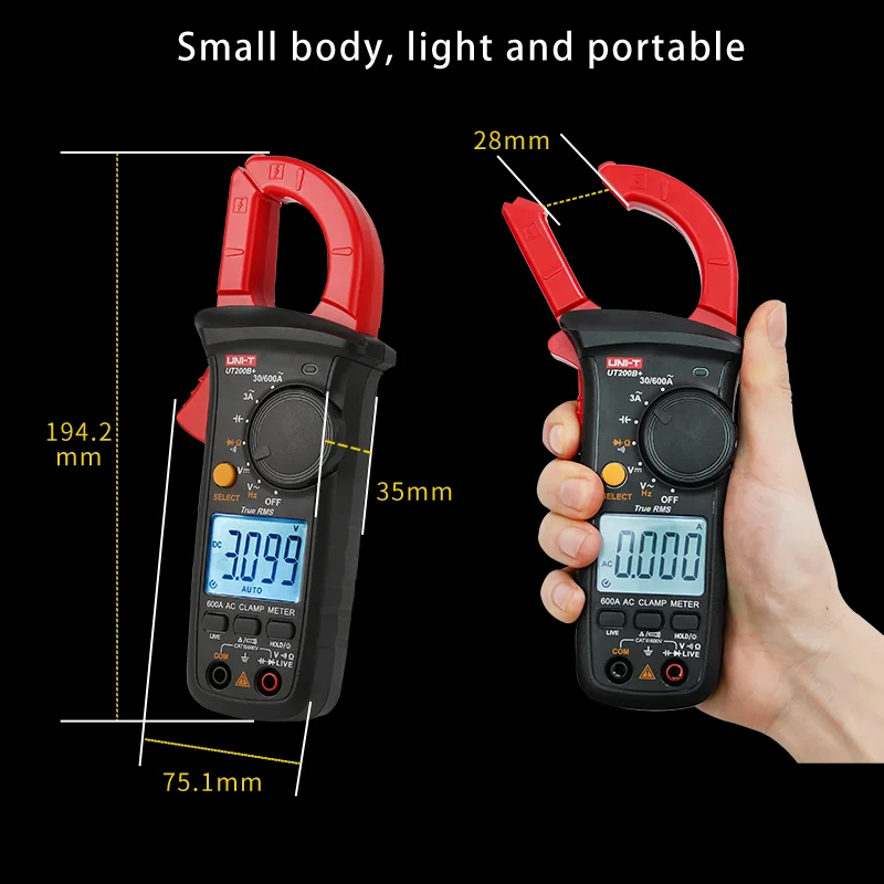 UNI-T UT200A+ UT200B+ AC Current Clamp Meters Digital Voltmeter Ammeter Pliers Amperometric Clamp Multimeter Electrician Tester