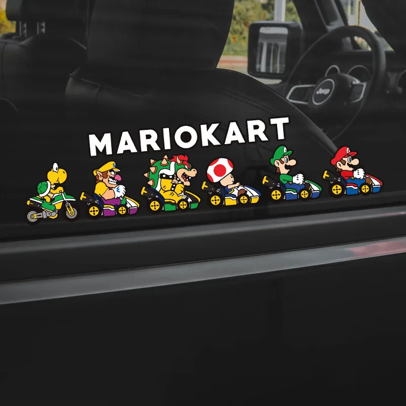 Cute Classic Game Super Mario Car Stickers action toys Motorcycle Electric Car Novelty Reflective Scratches Cover Stickers Gift