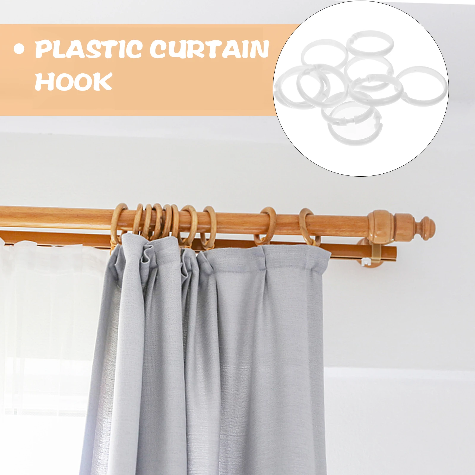 

12 Pcs Shower Curtain Hooks Lightweight Smooth Glide Oval Shaped Bathroom Tub Changing Room Dressing Room Plastic Hanger