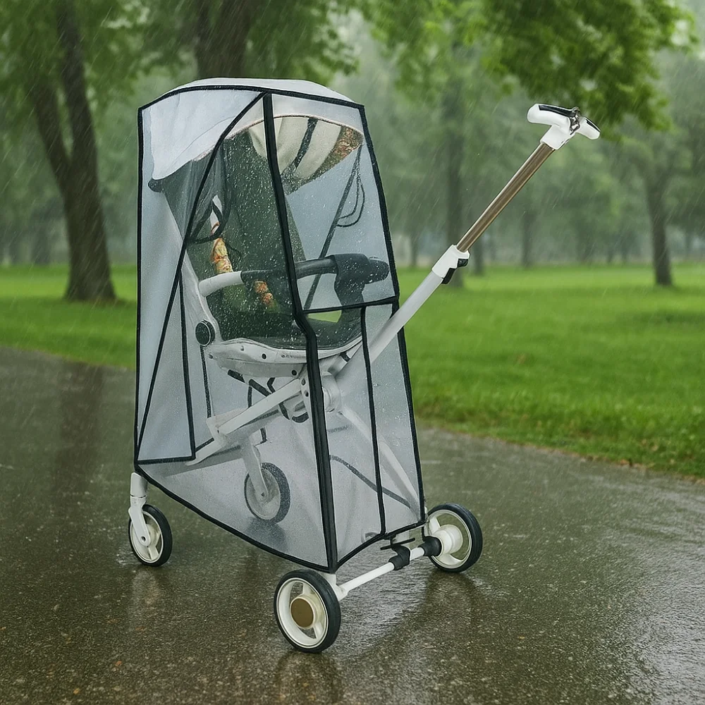 Transparent Baby Strollers Rainproof Cover Windproof Waterproof Baby Pram Rain Cover Nobstructed View Travel Pushchair Raincoat