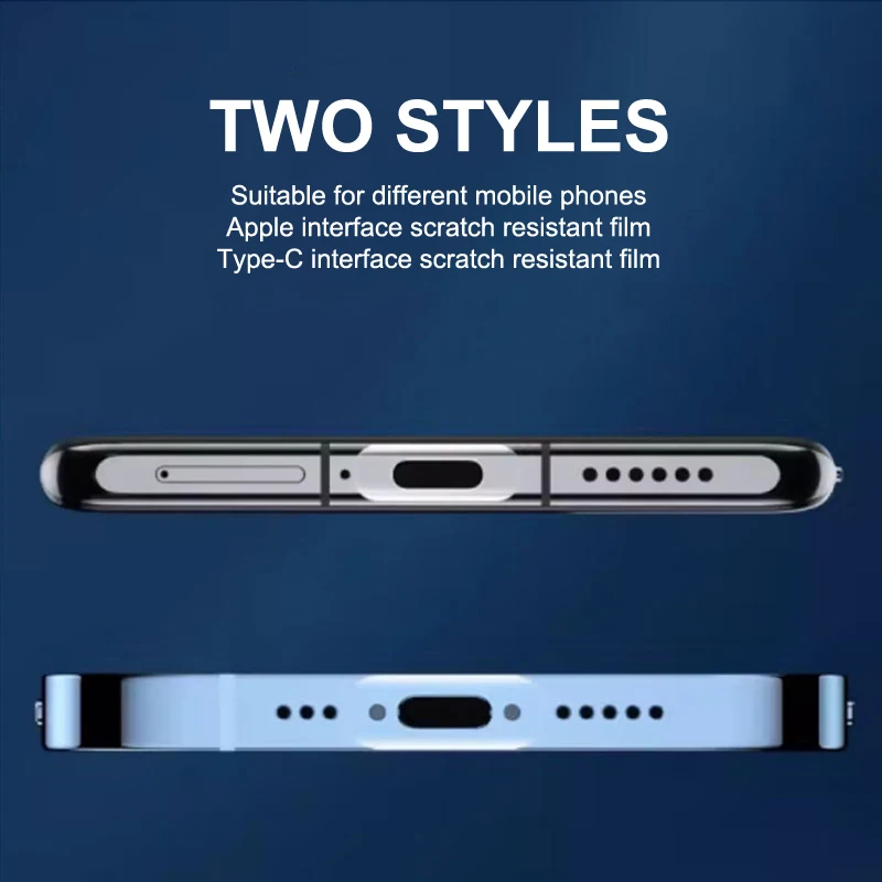 Scratch-resistant iPhone & Type-c Android Phone Charger Port Protective Film: Invisible Data Port Film.