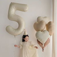 40 Inch Beige Cream Caramel chocolate Color Retro Number Balloon 123456789 for Baby Shower Birthday Party Wedding Decoration