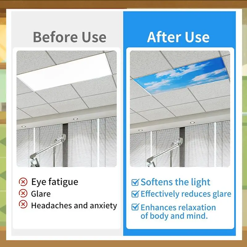 

4 Pcs Fluorescent Light Covers,Light Covers For Ceiling Lights Classroom, Magnetic Light Filters For Office-BAAX