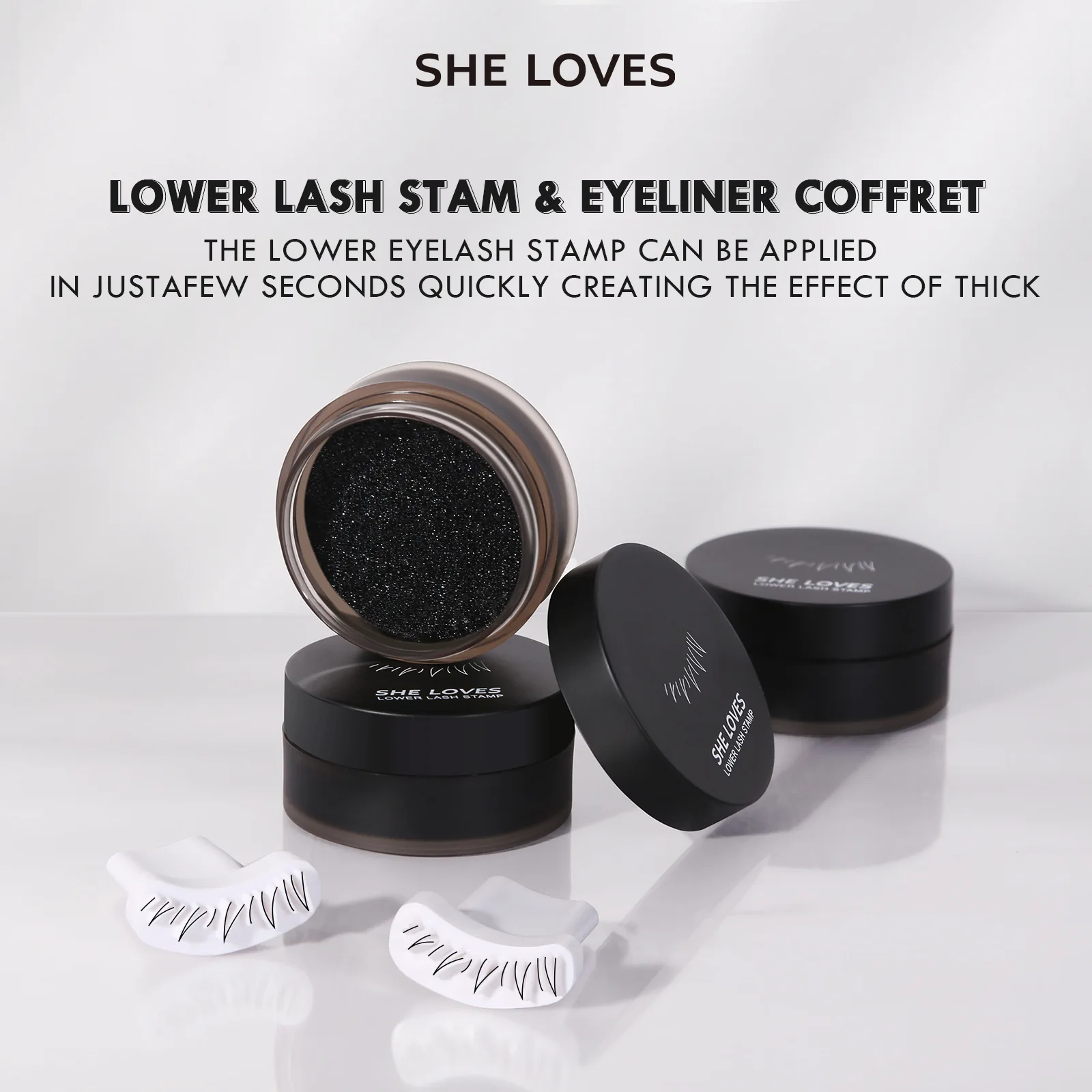 하부 속눈썹 스탬프 키트, 원스탬프 자연스러운 방수 인조 속눈썹 효과, 초보자용 스탬프 펜 및 잉크 포함 사용하기 쉬운 메이크업 도구