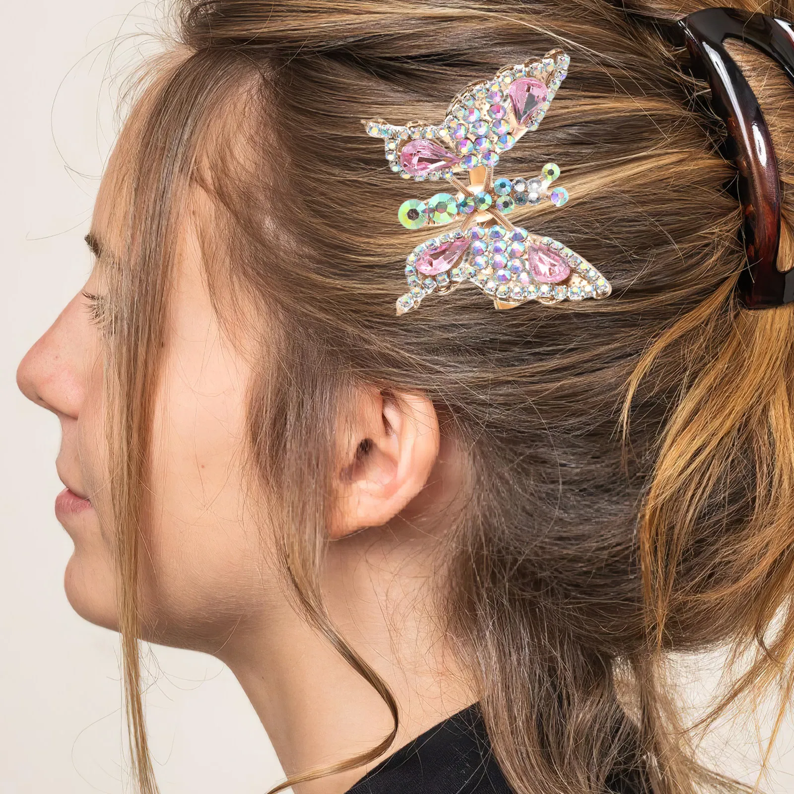 Moving Butterfly Hair Clip Rhinestone Bling Sparkly Metal Clips for Women Chic Hair Accessories Butterfly Clips for Women